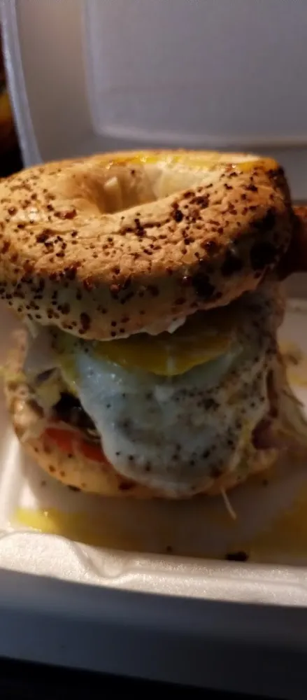 T-Rex Burger on Everything Bagel